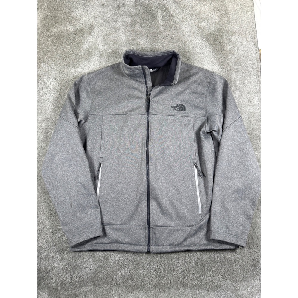 The North Face Mens WindWall Softshell Jacket Grey Full Zip Fleece Lined Large